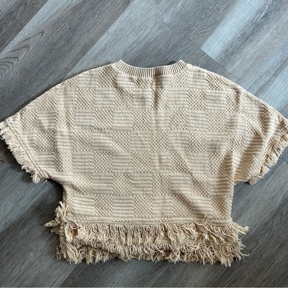 Zara Fringe Boxy Top Tan Boho - Picture 5 of 9